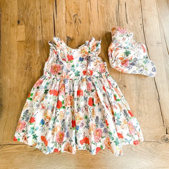 H&M Other - Nathalie Lété x H&M Spring Floral Dress with Hat, Size 12-18M